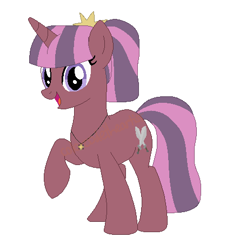 Size: 418x462 | Tagged: safe, artist:colorcodetheartist, artist:selenaede, derpibooru exclusive, oc, oc only, oc:liquid courage, pony, unicorn, crossover ship offspring, female, jewelry, necklace, not twilight sparkle, offspring, parent:osomatsu matsuno, parent:twilight sparkle, parents:osotwi, simple background, solo, white background