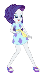 Size: 1798x3336 | Tagged: safe, artist:gmaplay, rarity, equestria girls, equestria girls series, g4, i'm on a yacht, spoiler:eqg series (season 2), clothes, cruise outfit, dancing, dancity, dress, feet, female, high res, legs, lidded eyes, open mouth, sandals, simple background, smiling, solo, transparent background