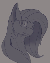 Size: 1600x2033 | Tagged: safe, artist:tenebrisnoctus, fluttershy, pegasus, pony, g4, bust, female, gray background, grayscale, mare, monochrome, simple background, solo