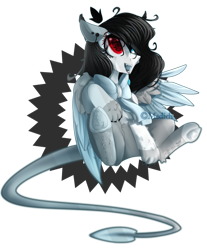 Size: 2230x2690 | Tagged: safe, artist:mediasmile666, oc, oc only, hybrid, original species, ear piercing, female, heterochromia, high res, mare, piercing, solo