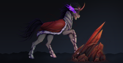 Size: 3198x1640 | Tagged: safe, artist:crypkit, king sombra, pony, umbrum, unicorn, g4, commission, commissioner:reversalmushroom, crystal, fangs, high res, jewelry, male, regalia, solo, sombra eyes, stallion