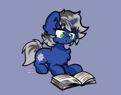 Size: 2760x2164 | Tagged: safe, artist:minty joy, oc, oc only, pony, unicorn, :t, animated, blinking, book, bookhorse, cheek fluff, chest fluff, commission, cute, ear fluff, fluffy, folded wings, gif, glowing horn, heart eyes, high res, horn, horses doing horse things, leg fluff, lidded eyes, lying down, magic, magic aura, male, ocbetes, perfect loop, prone, reading, shaking, simple background, solo, stallion, tail, tail flick, telekinesis, wingding eyes, wings, ych animation, ych result
