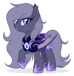 Size: 3684x3822 | Tagged: safe, artist:rioshi, artist:starshade, oc, oc only, oc:selenite, bat pony, pony, g4, armor, base used, bat pony oc, commission, eyeshadow, female, guardsmare, high res, lidded eyes, looking at you, makeup, mare, night guard, night guard armor, raised hoof, royal guard, simple background, solo, starry eyes, transparent background, vector, wingding eyes