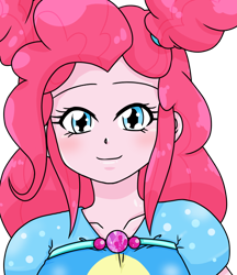 Size: 640x740 | Tagged: safe, artist:batipin, pinkie pie, equestria girls, g4, alternate hairstyle, bust, female, geode of sugar bombs, magical geodes, simple background, solo, transparent background, white background