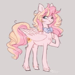 Size: 2048x2048 | Tagged: safe, artist:frisitea cakes, oc, oc only, oc:ninny, pegasus, pony, bowtie, heterochromia, high res, looking at you, simple background