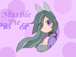 Size: 1440x1080 | Tagged: safe, artist:a.s.e, marble pie, human, g4, anime, breasts, busty marble pie, cleavage, clothes, cute, eye clipping through hair, female, happy, humanized, looking at you, marblebetes, solo