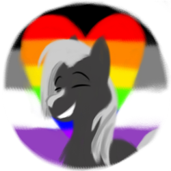 Size: 600x600 | Tagged: safe, artist:rockhoppr3, oc, oc only, oc:ace hearts, earth pony, pony, asexual pride flag, eyes closed, gay pride flag, pride, pride flag, simple background, smiling, solo, transparent background