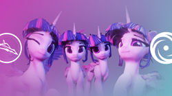 Size: 2580x1440 | Tagged: safe, artist:valiant studios, oc, oc:twilight (dimensional shift), alicorn, pony, dimensional shift, 3d, blender, looking at you, multeity, one eye closed, remake, self ponidox, smiling, solo, sparkle sparkle sparkle, wink, youtube banner