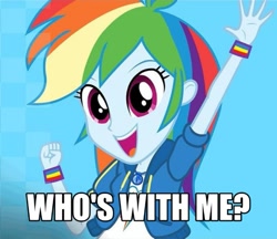 Size: 833x720 | Tagged: safe, rainbow dash, equestria girls, g4, my little pony equestria girls: better together, choose rainbow dash, female, geode of super speed, magical geodes, solo, who's with me