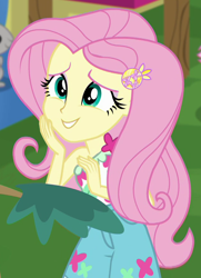Size: 634x876 | Tagged: safe, screencap, fluttershy, equestria girls, equestria girls specials, g4, my little pony equestria girls: better together, my little pony equestria girls: spring breakdown, cropped, cute, shyabetes, sleeveless, solo