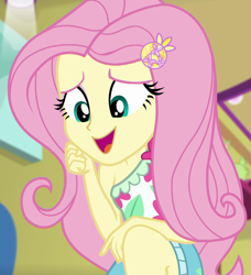 Size: 986x1080 | Tagged: safe, screencap, fluttershy, equestria girls, equestria girls series, g4, spring breakdown, cropped, cute, shyabetes, sleeveless, solo