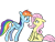Size: 2224x1668 | Tagged: safe, artist:nadnerbd, fluttershy, rainbow dash, pegasus, pony, g4, duo, eye contact, female, floppy ears, folded wings, looking at each other, mare, profile, simple background, sitting, sketch, smiling, standing, transparent background, varying degrees of amusement, wings