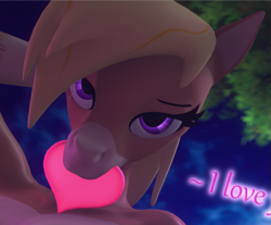 Size: 953x788 | Tagged: safe, artist:loveslove, oc, oc only, oc:nikytaequeen, anthro, 3d, bedroom eyes, commissioner:nickyequeen, cropped, female, heart, mouth hold, profile picture, solo