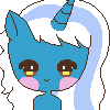 Size: 100x100 | Tagged: safe, artist:squishyc00kie, oc, oc:fleurbelle, alicorn, pony, alicorn oc, blushing, female, horn, mare, smiling, solo, wings, yellow eyes