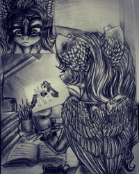 Size: 819x1024 | Tagged: safe, artist:maryhoovesfield, oc, oc only, pegasus, pony, bust, ear fluff, frown, hoof hold, pegasus oc, signature, traditional art, wings