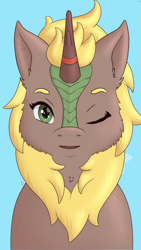 Size: 750x1334 | Tagged: safe, artist:maxdigiart, oc, oc only, oc:sunny glow, kirin, looking at you, one eye closed, solo, vtuber, wink, winking at you