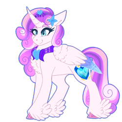 Size: 3000x3000 | Tagged: safe, artist:gingygin, princess flurry heart, alicorn, pony, g4, chest fluff, colored wings, colored wingtips, feathered fetlocks, female, flower, flower in hair, high res, jewelry, mare, necklace, older, older flurry heart, simple background, solo, transparent background