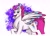 Size: 2733x1956 | Tagged: safe, artist:bella-pink-savage, zipp storm, pegasus, pony, g5, abstract background, blushing, colored wings, female, looking at you, mare, multicolored wings, open mouth, raised hoof, solo, spread wings, wings