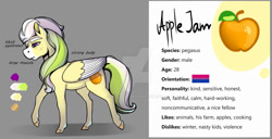 Size: 1280x656 | Tagged: safe, artist:gusinya, oc, oc only, oc:apple jam, pegasus, pony, reference, simple background, solo