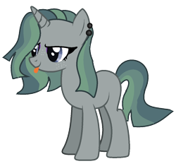 Size: 1060x996 | Tagged: safe, artist:princess-kitsune-tsu, oc, oc only, pony, unicorn, base used, ear piercing, earring, female, jewelry, magical lesbian spawn, mare, offspring, parent:marble pie, parent:queen chrysalis, piercing, simple background, solo, tongue out, transparent background