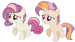 Size: 1280x724 | Tagged: safe, artist:princess-kitsune-tsu, oc, oc only, earth pony, pony, unicorn, base used, female, filly, magical lesbian spawn, offspring, parent:apple bloom, parent:scootaloo, parent:sweetie belle, parents:scootabelle, parents:sweetiebloom, simple background, transparent background