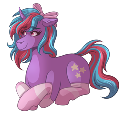 Size: 3200x3000 | Tagged: safe, artist:monnarcha, oc, oc only, oc:cosmic spark, pony, unicorn, clothes, female, high res, lying down, mare, prone, simple background, socks, solo, striped socks, transparent background