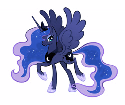 Size: 2953x2479 | Tagged: safe, artist:tingyo, part of a set, princess luna, alicorn, pony, g4, female, high res, mare, raised hoof, simple background, smiling, solo, white background