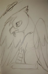 Size: 1280x1944 | Tagged: safe, artist:darthalex70, derpibooru exclusive, gilda, griffon, g4, fallout equestria:all things unequal (pathfinder), grooming, preening, sitting, sketch, solo, traditional art