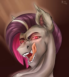Size: 887x1000 | Tagged: safe, artist:raychelrage, oc, oc only, bat pony, pony, bat pony oc, commission, fangs, licking, licking lips, pointy teeth, purple hair, red eyes, simple background, solo, tongue out, ych result