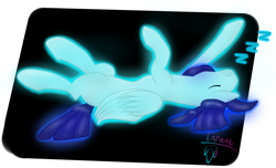 Size: 3322x2024 | Tagged: safe, artist:vankat, oc, oc only, oc:silver drive, pegasus, pony, cute, eyes closed, folded wings, high res, lying down, male, new equestria guards, on back, onomatopoeia, signature, sleeping, solo, sound effects, stallion, wings, zzz