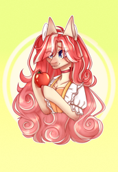 Size: 1872x2720 | Tagged: safe, artist:honeybbear, oc, oc only, pony, apple, clothes, female, food, mare, solo