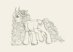 Size: 2560x1837 | Tagged: safe, artist:soudooku, oc, oc only, original species, pony, monochrome, sketch, solo