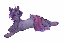 Size: 2560x1665 | Tagged: safe, artist:soudooku, oc, oc only, pony, unicorn, solo, traditional art, watercolor painting