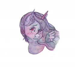 Size: 2397x2160 | Tagged: safe, artist:soudooku, oc, oc only, alicorn, pony, bust, high res, portrait, solo, traditional art, watercolor painting