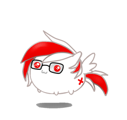 Size: 706x669 | Tagged: safe, oc, oc only, oc:red cross, pegasus, pony, :3, blob ponies, glasses, simple background, solo, white background