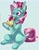 Size: 1594x2048 | Tagged: safe, artist:cutepencilcase, minty, earth pony, pony, g3, cucumber, cucumber pizza, cute, eating, female, food, herbivore, mare, pizza, smiling, solo