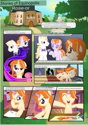Size: 699x991 | Tagged: safe, oc, oc:lily brush, pony, unicorn, comic:equinopolis tales: rose and lily, comic, crying, glowing horn, horn, magic, magic aura, running, translate, wiping tears