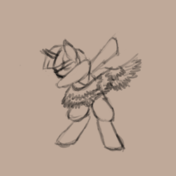 Size: 2048x2048 | Tagged: safe, artist:gangrene, twilight sparkle, alicorn, pony, g4, bipedal, dab, female, high res, horn, mare, missing cutie mark, monochrome, no tail, simple background, sketch, solo, twilight sparkle (alicorn), wings