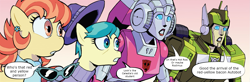 Size: 1889x623 | Tagged: safe, edit, idw, aunt holiday, auntie lofty, earth pony, pegasus, pony, g4, spoiler:the magic of cybertron01, arcee, female, greenlight, implied sunset shimmer, mare, meme, photo, rodimus, transformers