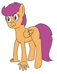 Size: 559x720 | Tagged: safe, artist:fruiitypieq, artist:shycookieq, scootaloo, pegasus, pony, g4, :3, cursed image, eyelashes, female, filly, hand, simple background, solo, suddenly hands, wat, white background, wings