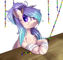 Size: 2508x2390 | Tagged: safe, artist:mediasmile666, oc, oc only, original species, pony, bandage, bust, chest fluff, high res, horn, solo