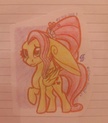 Size: 1280x1458 | Tagged: safe, artist:eithene14, fluttershy, pegasus, pony, g4, impossibly large ears, lined paper, older, older fluttershy, photo, solo, traditional art