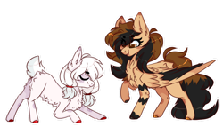 Size: 1280x778 | Tagged: safe, artist:sparky-boi, oc, oc only, oc:tiffany, oc:tundra, earth pony, pegasus, pony, female, mare, simple background, transparent background, two toned wings, wings