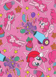 Size: 800x1090 | Tagged: safe, artist:dirtyker, pinkie pie, earth pony, pony, g4, christmas, coloring book, cupcake, food, hat, holiday, party cannon, santa hat, solo