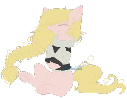 Size: 2645x2040 | Tagged: safe, artist:mediasmile666, oc, oc only, earth pony, pony, braid, clothes, eyes closed, female, high res, mare, simple background, solo, sweater, transparent background