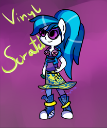 Size: 2236x2683 | Tagged: safe, artist:magiak416, dj pon-3, vinyl scratch, equestria girls, g4, alternate hairstyle, ambiguous facial structure, clothes, female, headphones, high res, pony ears, ponytail, solo
