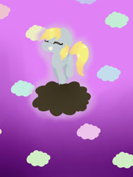 Size: 2121x2828 | Tagged: safe, artist:magiak416, derpy hooves, pegasus, pony, g4, cloud, eyes closed, female, high res, lineless, mare, raincloud, smiling, solo