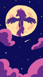 Size: 1440x2560 | Tagged: safe, artist:magiak416, pegasus, pony, cloud, flying, lineless, moon, night, shooting star, solo
