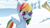 Size: 1920x1080 | Tagged: safe, screencap, rainbow dash, pegasus, pony, g4, g4.5, my little pony: stop motion short, snow pony contest (short), cute, dashabetes, female, ice, lake, open mouth, smiling, snow, solo, stop motion, water