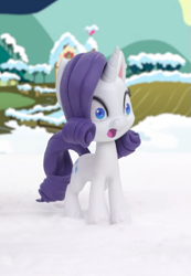 Size: 747x1079 | Tagged: safe, screencap, rarity, pony, unicorn, g4.5, my little pony: stop motion short, snowball fight (short), :o, female, mare, open mouth, shocked, snow, solo, stop motion